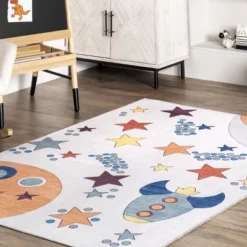 NuLOOM Leonie Outer Space Machine Washable Kids Area Rug -Children Household Series GUEST da4aaa6f b164 4e9f a7e5 8b2727167618
