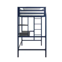 Twin Maxwell Metal Loft Bed With Desk & Shelves Blue/Black - Novogratz -Children Household Series GUEST dada2b4d 25bf 4adc 8da3 bb2f0c6a4f95