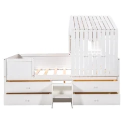 Full Size House Low Loft Bed With Four Drawers-ModernLuxe -Children Household Series GUEST daf566ec 24b6 4fb4 9513 2de55d2fac96