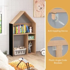 Costway Kids House-Shaped Table & Chair Set Wooden Toy Organizer Cabinet With Blackboard Grey/White 15 Costway Kids House-Shaped Table & Chair Set Wooden Toy Organizer Cabinet With Blackboard Grey/White -Children Household Series GUEST dbc558e8 b91c 45bb 9169 e5b50ff1430a