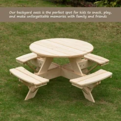 Gardenised Wooden Kids Round Picnic Table Bench, Outdoor Children's Backyard Table, Crafting, Dining, And Playtime Patio Table 13 Gardenised Wooden Kids Round Picnic Table Bench, Outdoor Children's Backyard Table, Crafting, Dining, And Playtime Patio Table -Children Household Series GUEST dda32692 b8e6 4bb9 ab0d c93bb3b5efa8
