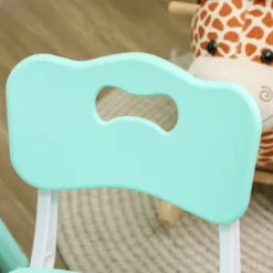 Qaba Kids Table And Chair Set With 4 Chairs, Adjustable Height, Easy To Clean Table Surface, For 1.5 - 5 Years Old -Children Household Series GUEST ded68748 7e4a 47b8 814d f49b9b49aed8