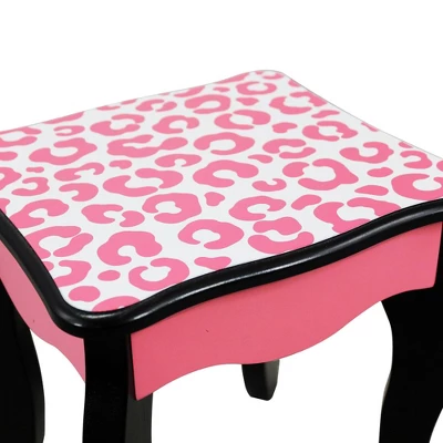 Fashion Leopard Prints Gisele Play Wooden Vanity Set Pink / Black - Teamson Kids 7 Fashion Leopard Prints Gisele Play Wooden Vanity Set Pink / Black - Teamson Kids - Image 7