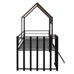Metal Twin Size Loft Bed With Roof, Windows, Railing And Ladder - ModernLuxe -Children Household Series GUEST e1a2a638 538f 461f b1dc adac40e99ea6
