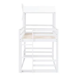Twin Over Twin Bunk Bed With Roof, Window, Guardrails And Ladder - ModernLuxe -Children Household Series GUEST e202d40a f325 4d9f a732 66deca72aa52