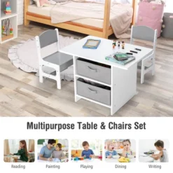 Babyjoy Kids Art Play Wood Table And 2 Chairs Set W/ Storage Baskets Puzzle 15 Babyjoy Kids Art Play Wood Table And 2 Chairs Set W/ Storage Baskets Puzzle -Children Household Series GUEST e294d76e 98d7 4060 bee2 2e023575e52f
