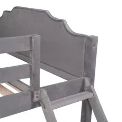 Full Over Twin & Twin Bunk Bed, Velvet Triple Bunk Bed With Drawers And Guardrails-ModernLuxe -Children Household Series GUEST e480b40c 579d 4490 8aca d44abf21c0c0