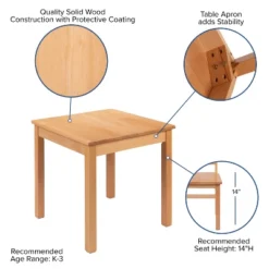 Flash Furniture Kids Natural Solid Wood Table And Chair Set For Classroom, Playroom, Kitchen 10 Flash Furniture Kids Natural Solid Wood Table And Chair Set For Classroom, Playroom, Kitchen -Children Household Series GUEST e5a73c9b d6bc 4c93 914c a3c34aa32636 1