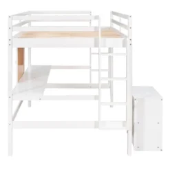 Wooden Loft Bed With Desk, Writing Board And 2 Drawers Cabinet - ModernLuxe -Children Household Series GUEST e63d49ec 225b 46e0 bb19 5443b4fe7a19