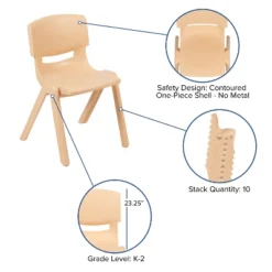 Emma And Oliver 2 Pack Plastic Stack School Chair With 13.25"H Seat, K-2 School Chair -Children Household Series GUEST e692b49a c809 4b9c bc72 afb8f69426cc