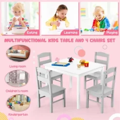Costway Kids 5 Piece Table & Chair Set Wooden Children Activity Playroom Furniture Gift -Children Household Series GUEST e69c37eb 6777 4ef9 83b7 e4d5ef4fce65
