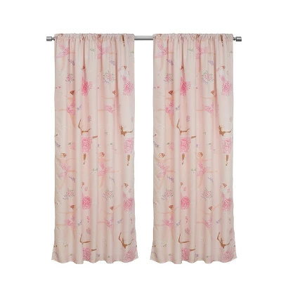 48"x63" Dancing Ballerina Window Panel Pair Curtains Pink - Kidz Mix 2 48"x63" Dancing Ballerina Window Panel Pair Curtains Pink - Kidz Mix - Image 2