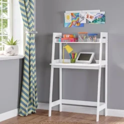 Kids' Desk With Ladder Shelf Storage And 2 Bonus Magnetic Art Display Bars White - RiverRidge Home -Children Household Series GUEST e76461f9 1050 4bd6 9ae5 4c8619ccf4d2