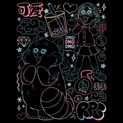 Junior's Turning Red Neon Doodles Mei Lee T-Shirt