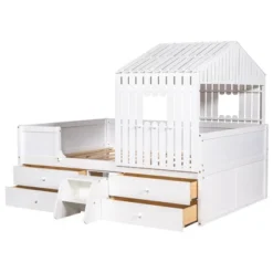 Full Size House Low Loft Bed With Four Drawers-ModernLuxe -Children Household Series GUEST e921b5cd 111e 40b5 b5e8 dfc6507088aa