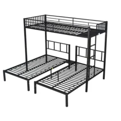 Twin Over Twin Metal Triple Bunk Bed With Ladder-ModernLuxe -Children Household Series GUEST e950b4b8 1578 4a32 80fd 9c1dcef22ba5