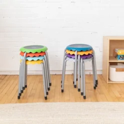 ECR4Kids Daisy Stackable Stool Set, Flexible Seating, 17in Seat Height, 8-Piece -Children Household Series GUEST e9a2df68 ad6e 4ab6 8b16 8c384918ee23