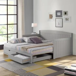 King Harmony Daybed With Conversion Dove Gray - Alaterre Furniture -Children Household Series GUEST ebbe9328 2e0c 4365 9ff9 01340882f3cc