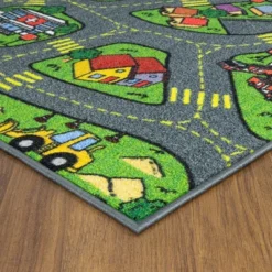 Jungtier Boy & Girl Kids Retro City Road Car Vehicle Traffic Educational Learning & Game Play Nursery Bedroom Classroom Rug Carpet, 2' 7" X 5' 0" -Children Household Series GUEST ec1784a8 dcb8 48bc 8bcd f5b5362be7a4