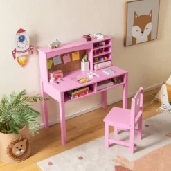 Costway Kids Desk And Chair Set Study Writing Workstation With Hutch & Bulletin Board 13 Costway Kids Desk And Chair Set Study Writing Workstation With Hutch & Bulletin Board -Children Household Series GUEST ec26e1f6 a117 4c4a 9c4c bc485540ebb0