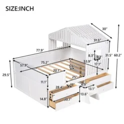 Full Size House Low Loft Bed With Four Drawers-ModernLuxe -Children Household Series GUEST ed2f5632 7e4a 45e7 8fab c563781ed56f