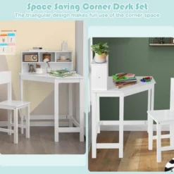Costway Kids Corner Desk & Chair Set Wooden Study Writing Workstation With Storage & Hutch 11 Costway Kids Corner Desk & Chair Set Wooden Study Writing Workstation With Storage & Hutch -Children Household Series GUEST ed43f469 c685 4170 b3dd 8be7c84fb60b