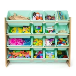 Toy Organizer With 16 Storage Bins Natural/Mint - Humble Crew -Children Household Series GUEST ee534712 52ca 45c9 9c07 b693f00d15a9