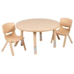 Flash Furniture 33" Round Plastic Height Adjustable Activity Table Set With 2 Chairs 14 Flash Furniture 33" Round Plastic Height Adjustable Activity Table Set With 2 Chairs -Children Household Series GUEST f0585844 7f3c 489b a343 8c77ded8eae9