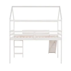 Twin Size House Shape Loft Bed With Slides, White - ModernLuxe -Children Household Series GUEST f1d8a154 63bf 467f 874d e416a0797b55