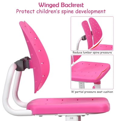 Costway Children Desk Chair Set Adjustable Study Table Drawer Winged Backrest Chair 5 Costway Children Desk Chair Set Adjustable Study Table Drawer Winged Backrest Chair - Image 5