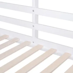 Twin Over Twin Bunk Bed With Roof, Window, Guardrails And Ladder - ModernLuxe -Children Household Series GUEST f2972c93 e935 4fd6 b933 f3fb68adf3d4