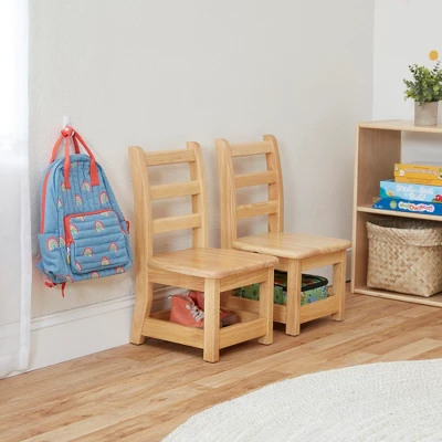 ECR4Kids Three Rung Ladderback Chairs With Storage, 2-Pack - Natural 6 ECR4Kids Three Rung Ladderback Chairs With Storage, 2-Pack - Natural - Image 6