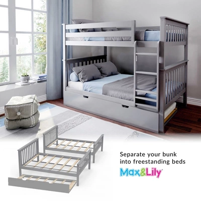 Max & Lily Full Over Full Bunk Bed With Trundle Bed 4 Max & Lily Full Over Full Bunk Bed With Trundle Bed - Image 4