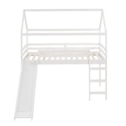 Twin Size House Shape Loft Bed With Slides, White - ModernLuxe -Children Household Series GUEST f4fb9992 7493 4ce9 9b63 0160c0eef027