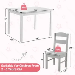 Costway Kids 5 Piece Table & Chair Set Wooden Children Activity Playroom Furniture Gift -Children Household Series GUEST f535b6e0 f7c8 4a71 89a9 b5bbb021b779