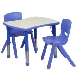 Emma And Oliver 21.875"W X 26.625"L Rectangular Plastic Height Adjustable Activity Table Set With 2 Chairs -Children Household Series GUEST f5c56560 2622 4040 bc8e 7ce9828ad495