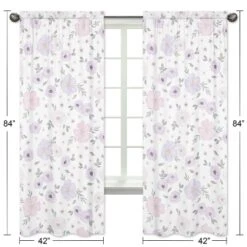 2pc Sweet Jojo Designs Watercolor Floral Window Panels Lavender/Gray 7 2pc Sweet Jojo Designs Watercolor Floral Window Panels Lavender/Gray -Children Household Series GUEST f726ad7e 30ac 4617 b23c f09044c8c54b