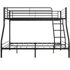Twin-Over-Full Metal Bunk Bed With Ladder And Enhanced Upper-Level Guardrail, Black-ModernLuxe -Children Household Series GUEST f7f1d3aa d818 4b26 84f3 a8410226e4e9