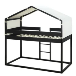 Wood Twin Over Twin Bunk Bed With Tent-ModernLuxe 15 Wood Twin Over Twin Bunk Bed With Tent-ModernLuxe -Children Household Series GUEST f88592fe 12ce 48cb bd9d d11849190223