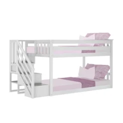 Max & Lily Twin Low Bunk Bed With Staircase -Children Household Series GUEST f8a85e17 4c84 415b b3b6 da0c9ef90926