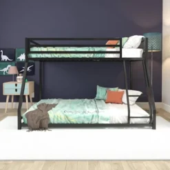 Twin/Full Max Metal Bunk Bed Black - Room & Joy -Children Household Series GUEST f9651c4e a011 41b2 bb68 2dea73a9a509