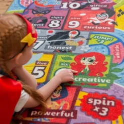 KC CUBS | DC Super Hero Girls Kids Hopscotch Number Counting Educational Learning & Game Play Nursery Bedroom Classroom Rug Carpet, 2' 7" X 6' 0" -Children Household Series GUEST f9aafd5a ec3d 4ecb 9f5d e3aa2ca870a4