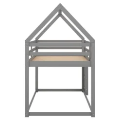Twin Over Twin House Shaped Bunk Bed With Ladder And Guardrail-ModernLuxe 19 Twin Over Twin House Shaped Bunk Bed With Ladder And Guardrail-ModernLuxe -Children Household Series GUEST f9c52e77 7620 4ee9 b4b5 c634c209dd61