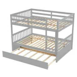 Full Over Full Bunk Bed With Trundle Bed And Ladder-ModernLuxe 9 Full Over Full Bunk Bed With Trundle Bed And Ladder-ModernLuxe -Children Household Series GUEST fa006b6b 53f9 4992 899d bd9c107e5a1f