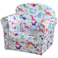 Qaba Kid's Sofa Chair With Dinosaur Design And Thick Padding, Flannel-Covered Toddler Armchair For Bedroom, Playroom -Children Household Series GUEST fa080181 62b6 4121 a01c 29a75601f9c0