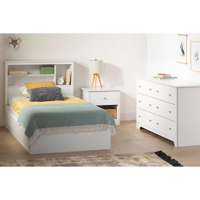 Twin Vito Bookcase Headboard Pure White - South Shore 1 Twin Vito Bookcase Headboard Pure White - South Shore
