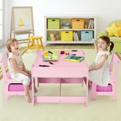Costway 3 In 1 Kids Wood Table Chairs Set W/ Storage Box Blackboard Drawing Pink 12 Costway 3 In 1 Kids Wood Table Chairs Set W/ Storage Box Blackboard Drawing Pink -Children Household Series GUEST fa4ce518 1666 4559 9699 6cc6519afc5d