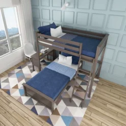 Max & Lily L-Shaped Twin Over Twin Bunk Bed With Desk -Children Household Series GUEST fa6e4e79 cda5 4e77 b43a 2d35348cd1f1