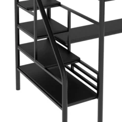 Metal Twin Size Loft Bed With Desk, Black - ModernLuxe -Children Household Series GUEST fd75ed43 868f 488f 939c 6919579c8983