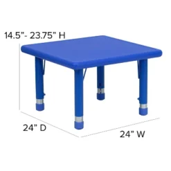 Emma And Oliver 24" Square Plastic Height Adjustable Activity Table -Children Household Series GUEST fdf2af50 b140 476f ba13 f682a8c6f169